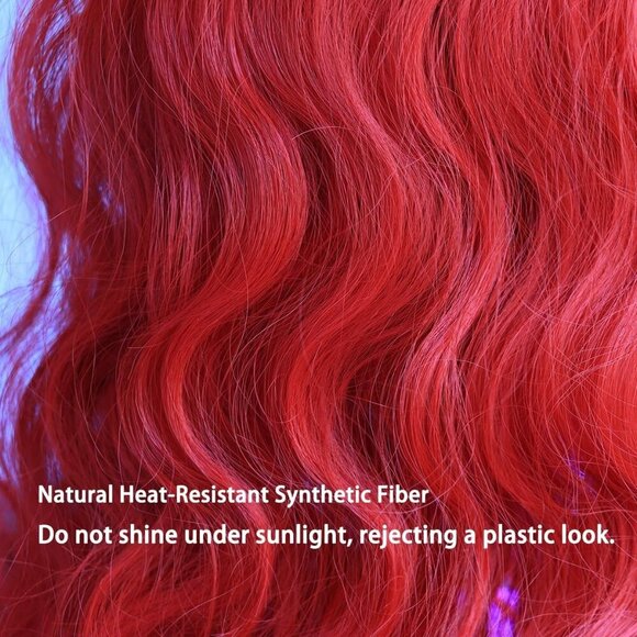 Long Cosplay Wig Breathable Heat Resistant Lightweight Women Red Wavy - Picture 8 of 9